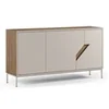 Image de Buffet bas LILOU 3 portes chêne artisanal et crème 150x40x80 cm