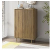 Image de Buffet haut 2 portes 86x40x131 cm effet chêne foncé - SUDEA