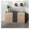 Image de Buffet 3 portes 140x40x78,5 cm effet marbre noir et chêne - LIKOU