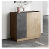 Image de Buffet 2 portes 80x42x78,5 cm effet marbre noir et chêne - LIKOU
