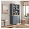 Image de Buffet vaisselier 4 portes 90x40x180 cm vert grisé et chêne - ZRATA