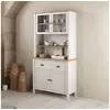 Image de Buffet vaisselier 4 portes 90x40x180 cm blanc et chêne - ZRATA