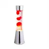 Image de Lampe à lave à poser avec base chromée, liquide transparent et lave rouge