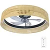 Image de Ventilateur Générique avec lampe LED 20W - Abat-jour osier - 60 cm
