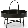 Image de Table Basse Ronde Manila avec Plateau en MDF Noir et Structure métallique Noir Mat
