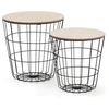 Image de Set de 2 Tables Basses Everest, Plateau en placage de Bois Naturel et Structure métal