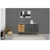 Image de Buffet Commode Java 3 tiroir y 2 Porte Anthracite, glissières métalliques, 140 cm