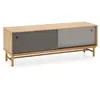 Image de Meuble TV Magnus 2 Portes Coulissantes Couleur Gris, Bois Massif, 140 cm (Largeur)