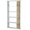 Image de Etagère Bibliothèque Lugo 5 étagères, Blanc/Chêne, pour Salle à Manger ou Bureau