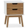 Image de Table de chevet Baku 2 tiroirs blanc/bois, bois de pin massif