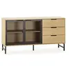 Image de Buffet Isis 2 portes en métal noir et 3 tiroirs, 130 cm