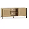 Image de Meuble tv Cruz 2 portes couleur chêne avec rotin naturel, 120 cm.