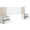 Image de Ensemble Tête de lit + 2 Tables de nuit avec 2 Tiroirs - Blanc et bois - 258,6 x 34,2 x 106 cm