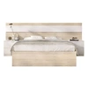 Image de Ensemble structure de lit + tete de lit et 2 tables de nuit - NIZA - 140 x 190 cm - Chene naturel / Blanc