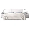 Image de Ensemble Tête de lit en 3 parties + 2 Tables de nuit avec 2 Tiroirs - Havana - Blanc - 256,8 x 34,2 x 96 cm