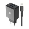 Image de Dual USB 2 ports Noir pour iPhone 8 X 12 et 13 + Câble