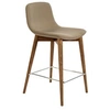 Image de Tabouret en simili cuir et bois noyer 4044C, 52 x 45 x 93 cm. -