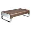 Image de Table basse en bois de noyer et acier 2001C, 120 x 70 x 34 cm. -