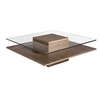 Image de Table basse carrée en verre et noyer 2017C, 100 x 100 x 35 cm. -