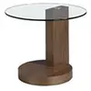 Image de Table d'angle de noyer et verre 2036C, Ø60 x 48 cm. -