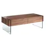 Image de Table basse en bois de noyer et verre 2050C, 127 x 59 x 41 cm. -