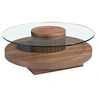 Image de Table basse en verre de noyer 2052C, Ø100 x 35 cm. -