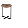 Image de Table d'angle de noyer et acier 2054C, Ø50 x 52 cm. -