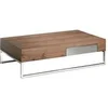 Image de Table basse en noyer et acier chromé 2057C, 120 x 70 x 33 cm. -