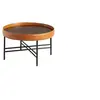Image de Table basse en bois et acier noir 2058C, Ø62 x 35 cm -