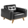 Image de Fauteuil en cuir et pieds en bois 5037C, 112 x 95 x 78 cm. -