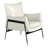 Image de Fauteuil en cuir et pieds en acier noir 5042C, 67 x 75 x 87 cm. -