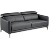 Image de Canapé 3 places en cuir et acier noir 6059C, 197 x 100 x 94 cm. -