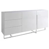 Image de Buffet en bois blanc et acier chromé 3051C, 180 x 42 x 85 cm. -