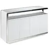 Image de Buffet en bois blanc et acier inoxydable 3055C, 140 x 40 x 85 cm. -