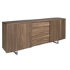 Image de Buffet en bois de noyer et acier chromé 3056C, 210 x 42 x 90 cm. -