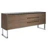 Image de Buffet en bois et plateau en verre 3060C, 200 x 50 x 81 cm. -