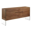 Image de Buffet en bois de noyer et verre trempé 3062C, 180 x 45 x 85 cm. -