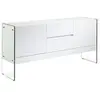 Image de Buffet en bois blanc et verre trempé 3063C, 180 x 45 x 85 cm. -