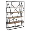 Image de Etagère en acier noir et bois de noyer 3103C, 120 x 38 x 180 cm. -