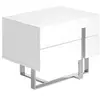 Image de Table de chevet en bois blanc et acier 7003C, 60 x 42 x 45 cm. -