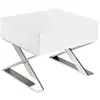 Image de Table de chevet en bois blanc et acier 7007C, 50 x 48 x 38 cm. -