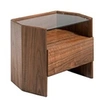 Image de Table de chevet en bois noyer et verre 7072C, 65 x 45 x 50 cm. -