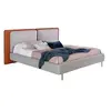 Image de Lit en tissu et simili cuir avec pieds en acier 7123C, 228 x 221 x 103 cm. -