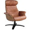 Image de Fauteuil pivotant en cuir de couleur camel 5083C, 80 x 84/114 x 100/108 cm. -