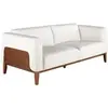 Image de Canapé 3 places rembourré en cuir blanc 6115C, 209 x 92 x 77 cm. -