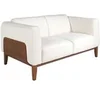 Image de Canapé 2 places rembourré en cuir blanc 6118C, 159 x 92 x 77 cm. -