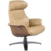 Image de Fauteuil pivotant rembourré en cuir 5087C, 80 x 84/114 x 100/108 cm. -