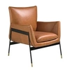 Image de Fauteuil pivotant tapissé de cuir brun 5091C, 67 x 75 x 87 cm. -