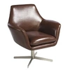 Image de Fauteuil pivotant en cuir et acier poli 5093C, 82 x 74 x 85 cm. -