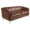 Image de Canapé 2 places en cuir marron et acier 6139C, 188 x 94 x 75 cm. -